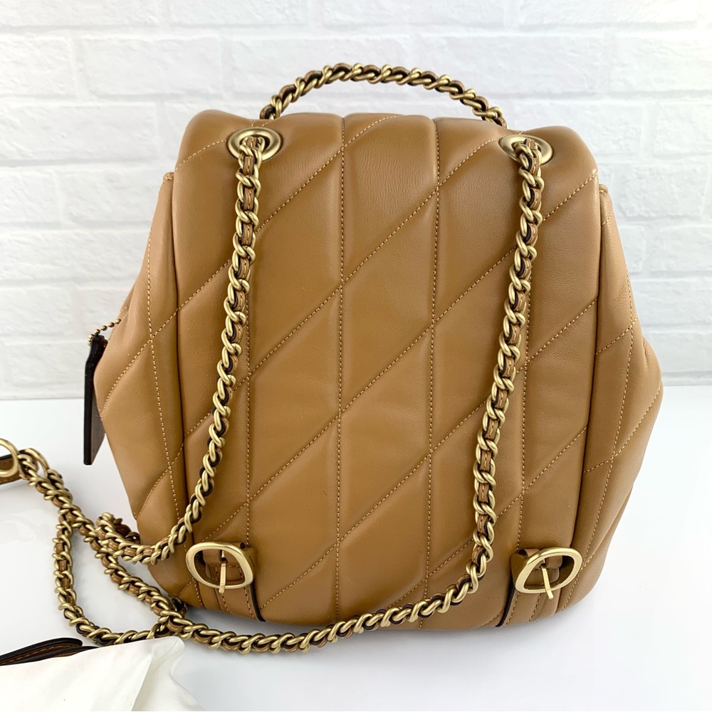Coach Tabby Quilted Leather Convertible Backpack Honey Brown $495 - Picture 6 of 16